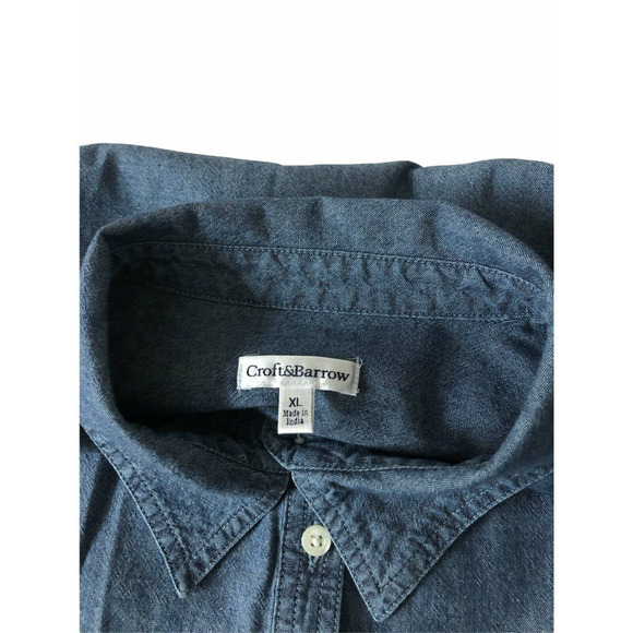 Croft & Barrow Woman XL Chambray Blue Button Down 2 Pockets Front 3/4 Sleeve - Picture 8 of 8